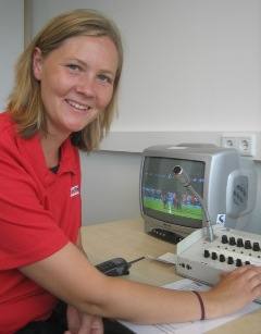 Die deutsche Top-Schiedsrichterin Christiane Hippler 2008 als Video-Umpire bei der CT in Mnchengladbach